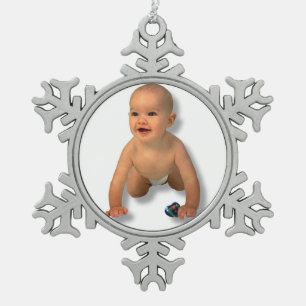 ADDIEREN SIE IHR FOTO - VERZIERUNG SCHNEEFLOCKEN Zinn-Ornament