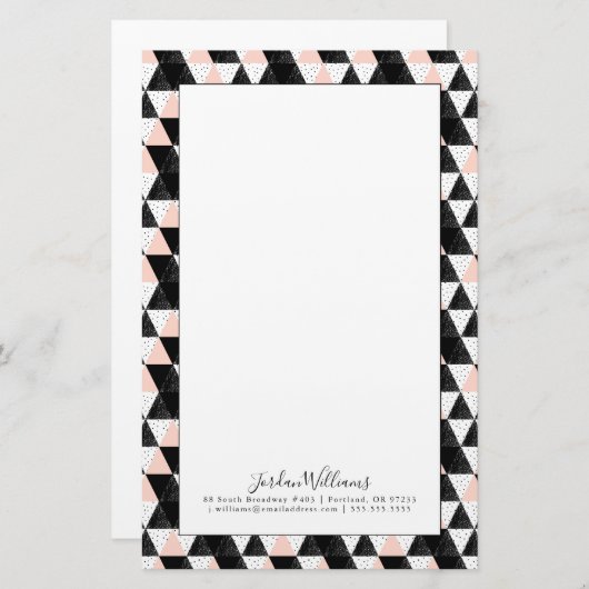 Addieren Sie Ihr geometrisches Namens| Hand Briefpapier (Vorne/Hinten)