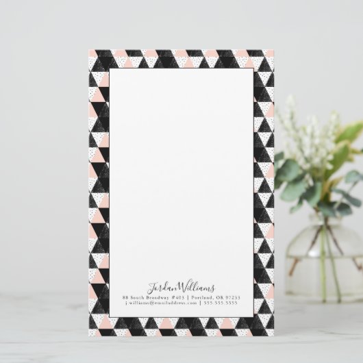 Addieren Sie Ihr geometrisches Namens| Hand Briefpapier (Stehend Vorderseite)