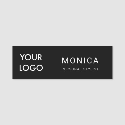 Addieren Sie Ihr Minimalistisches Schwarzes des Namensschild (Vorderseite)