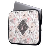 Addieren Sie Ihr Monogramm-| klassisches rosa u. Laptopschutzhülle (Vorderseite Links)