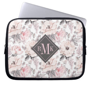 Addieren Sie Ihr Monogramm-  klassisches rosa u. Laptopschutzhülle