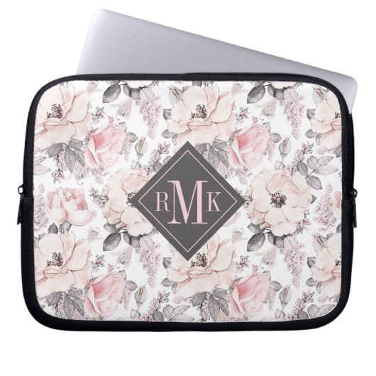 Addieren Sie Ihr Monogramm-| klassisches rosa u. Laptopschutzhülle (Vorderseite)
