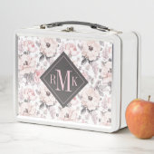 Addieren Sie Ihr Monogramm-| klassisches rosa u. Metall Brotdose (Beispiel)