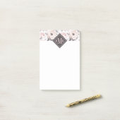 Addieren Sie Ihr Monogramm-| klassisches rosa u. Post-it Klebezettel (Auf Schreibtisch)