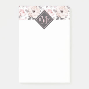 Addieren Sie Ihr Monogramm-  klassisches rosa u. Post-it Klebezettel