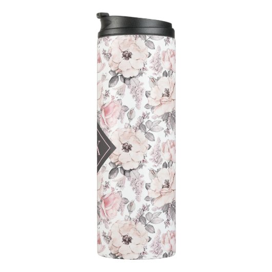 Addieren Sie Ihr Monogramm-| klassisches rosa u. Thermosbecher (Nach rechts gedreht)