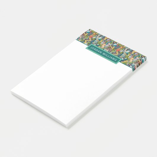 Addieren Sie Ihr Namens| abstrakte Post-it Klebezettel (angewinkelt)