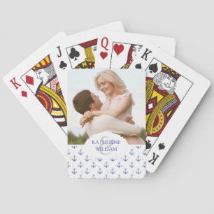 Addieren Sie Ihr Namens  Aquarell-Anker-Muster Spielkarten