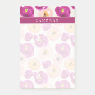 Addieren Sie Ihr Namens  Aquarell-botanisches Post-it Klebezettel