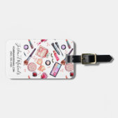 Addieren Sie Ihr Namens| Aquarell-Make-upmuster Gepäckanhänger (Vorderseite horizontal)