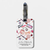 Addieren Sie Ihr Namens| Aquarell-Make-upmuster Gepäckanhänger (Rückseite vertikal)