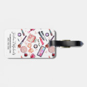 Addieren Sie Ihr Namens| Aquarell-Make-upmuster Gepäckanhänger (Rückseite horizontal)