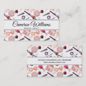 Addieren Sie Ihr Namens| Aquarell-Make-upmuster Visitenkarte (Vorne/Hinten)