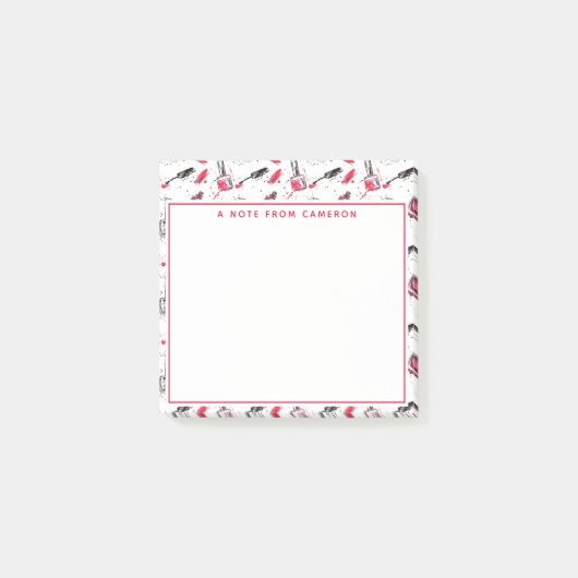 Addieren Sie Ihr Namens| Aquarell-Nagellack-Muster Post-it Klebezettel (Vorderseite)