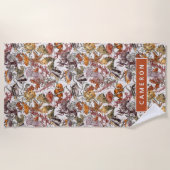 Addieren Sie Ihr Namens| Aquarell-Seeleben-Muster Strandtuch (Vorderseite)