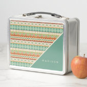 Addieren Sie Ihr Namens| Aquarell-Stammes- Muster Metall Lunch Box (Beispiel)