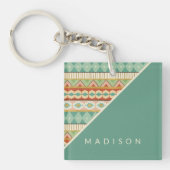 Addieren Sie Ihr Namens| Aquarell-Stammes- Muster Schlüsselanhänger (Vorderseite)