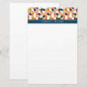 Addieren Sie Ihr Namens| Bauhaus-Retro Briefpapier (Vorne/Hinten)