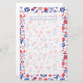 Addieren Sie Ihr Namens| blaues u. korallenrotes Briefpapier (Vorne/Hinten)