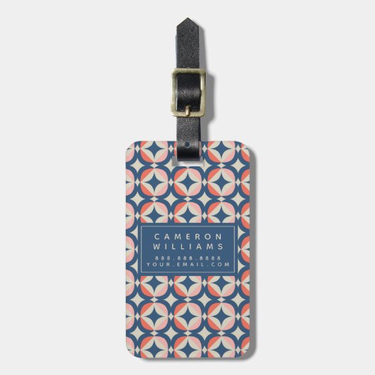 Addieren Sie Ihr Namens| blaues u. korallenrotes Gepäckanhänger (Vorderseite vertikal)