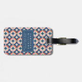 Addieren Sie Ihr Namens| blaues u. korallenrotes Gepäckanhänger (Rückseite horizontal)