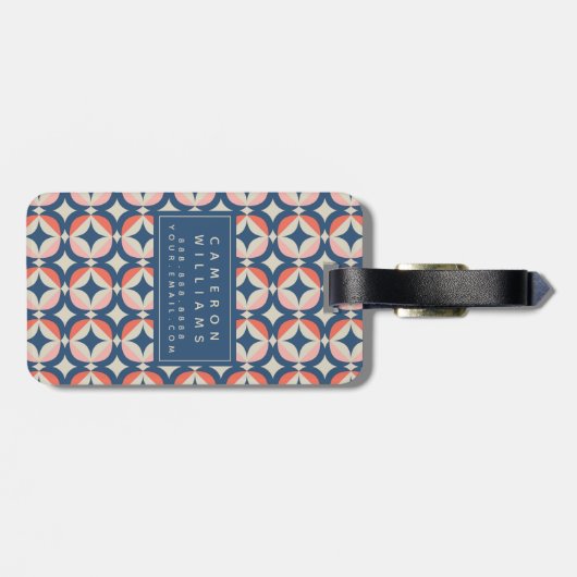 Addieren Sie Ihr Namens| blaues u. korallenrotes Gepäckanhänger (Rückseite horizontal)