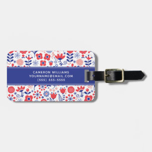 Addieren Sie Ihr Namens  blaues u. korallenrotes Gepäckanhänger