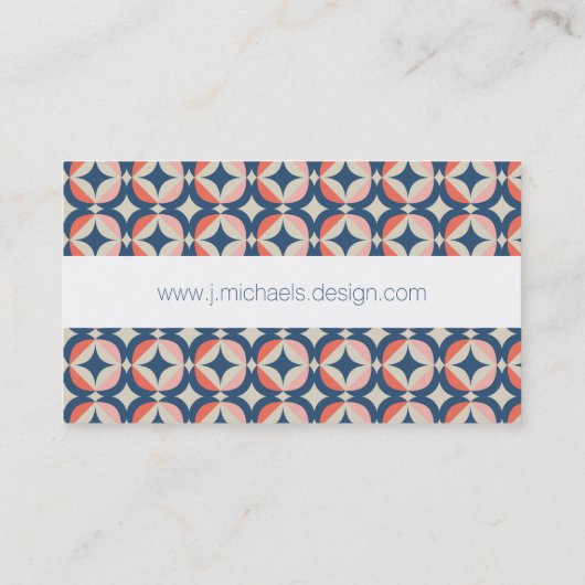 Addieren Sie Ihr Namens| blaues u. korallenrotes Visitenkarte (Rückseite)