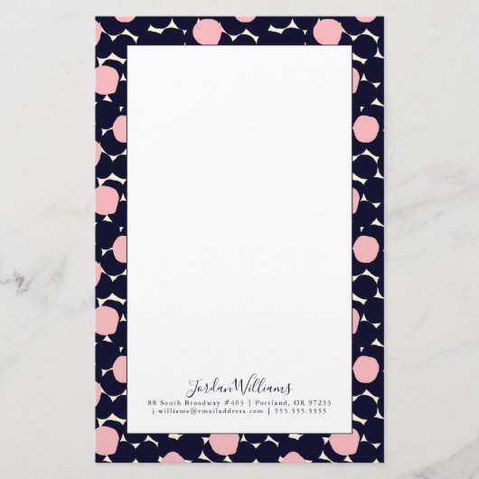 Addieren Sie Ihr Namens| blaues u. rosa großes Briefpapier (Vorderseite)