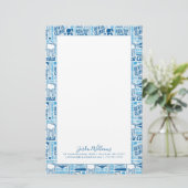 Addieren Sie Ihr Namens| blaues zahnmedizinisches Briefpapier (Stehend Vorderseite)