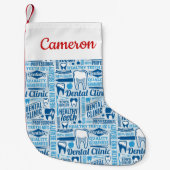 Addieren Sie Ihr Namens| blaues zahnmedizinisches Kleiner Weihnachtsstrumpf (Vorderseite)