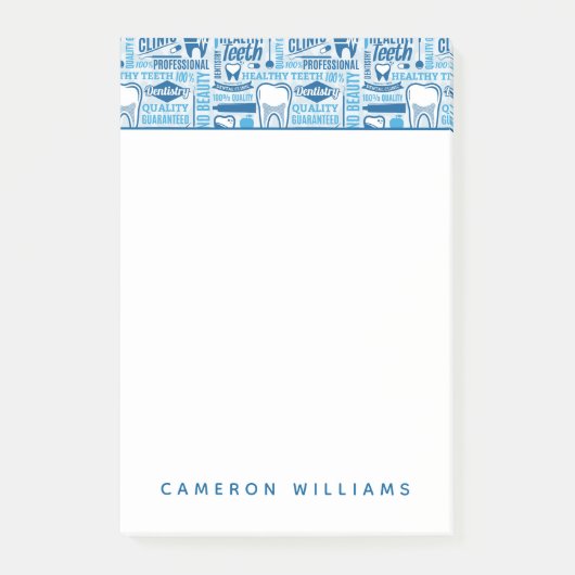 Addieren Sie Ihr Namens| blaues zahnmedizinisches Post-it Klebezettel (Vorderseite)