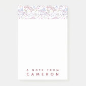 Addieren Sie Ihr Namens| BlumenAquarell-Einhorn Post-it Klebezettel (Vorderseite)