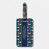 Addieren Sie Ihr Namens| buntes Blumenmuster Gepäckanhänger (Rückseite vertikal)