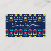 Addieren Sie Ihr Namens| buntes Blumenmuster Visitenkarte (Vorderseite)