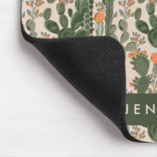 Addieren Sie Ihr Namens| buntes Kaktus-Muster Mousepad (Ecke)