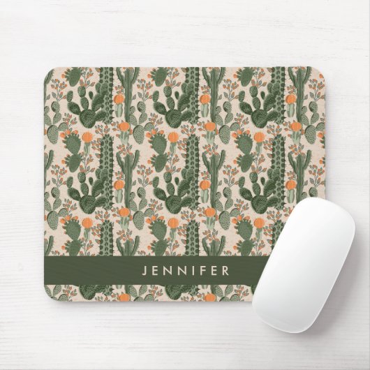 Addieren Sie Ihr Namens| buntes Kaktus-Muster Mousepad (Mit Mouse)
