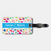 Addieren Sie Ihr Namens| buntes Neondrogen-Muster Gepäckanhänger (Rückseite horizontal)