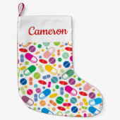 Addieren Sie Ihr Namens| buntes Neondrogen-Muster Kleiner Weihnachtsstrumpf (Vorderseite)