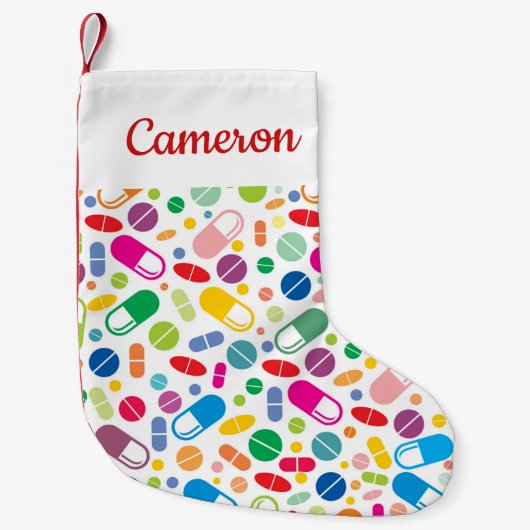 Addieren Sie Ihr Namens| buntes Neondrogen-Muster Kleiner Weihnachtsstrumpf (Vorderseite)