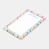 Addieren Sie Ihr Namens| buntes Neondrogen-Muster Post-it Klebezettel (angewinkelt)