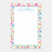 Addieren Sie Ihr Namens| buntes Neondrogen-Muster Post-it Klebezettel (Vorderseite)