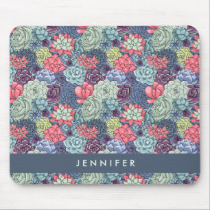 Addieren Sie Ihr Namens buntes saftiges Muster Mousepad