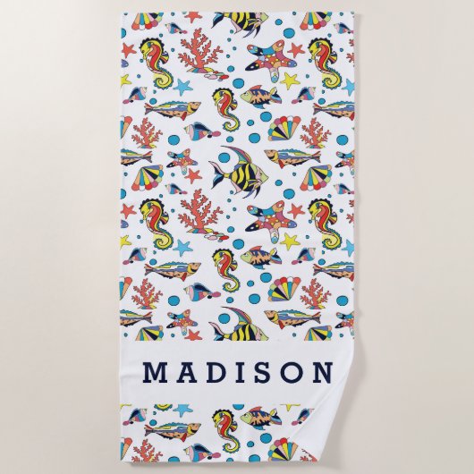 Addieren Sie Ihr Namens| buntes Strandtuch (Vorderseite)
