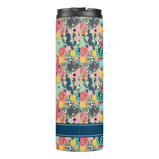 Addieren Sie Ihr Namens| buntes Thermosbecher (Rückseite)