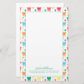 Addieren Sie Ihr Namens| buntes Zahn-Muster Briefpapier (Vorne/Hinten)