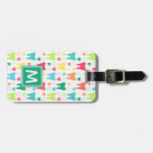 Addieren Sie Ihr Namens| buntes Zahn-Muster Gepäckanhänger (Vorderseite horizontal)