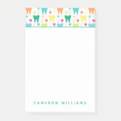 Addieren Sie Ihr Namens| buntes Zahn-Muster Post-it Klebezettel (Vorderseite)