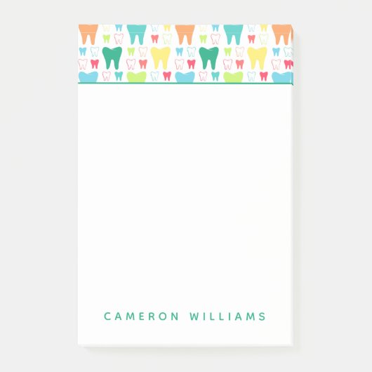 Addieren Sie Ihr Namens| buntes Zahn-Muster Post-it Klebezettel (Vorderseite)